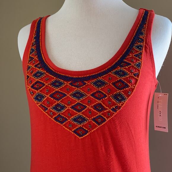 NWT Old Navy Red Beaded Neck Tank Top - Picture 3 of 10